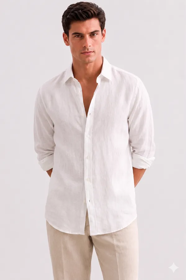 White_Linen_Regular_Fit_Full_Sleeve_Striped_Shirt_For_Men