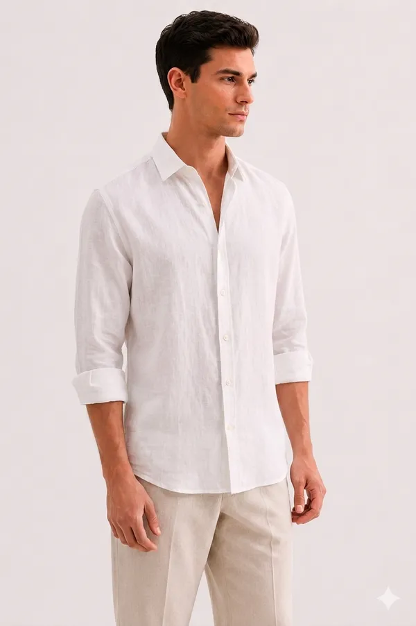 White_Linen_Regular_Fit_Full_Sleeve_Striped_Shirt_For_Men