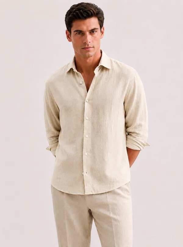 Beige_Linen_Slim_Fit_Full_Sleeve_Shirt_For_Men