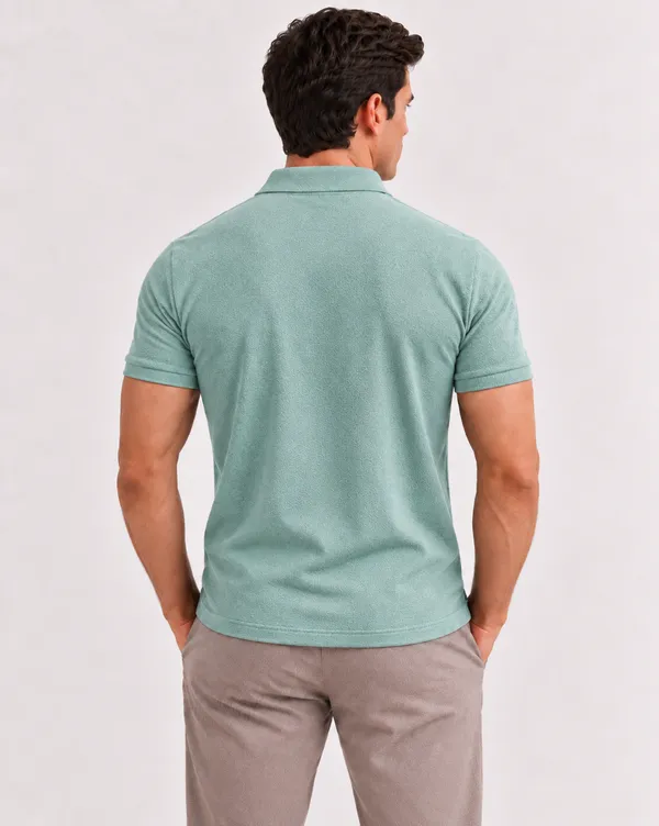 BlackEgal’s_Men’s_Maroon_&_Light_Green_Textured_Half-Zip_Polo_T-Shirt_Combo