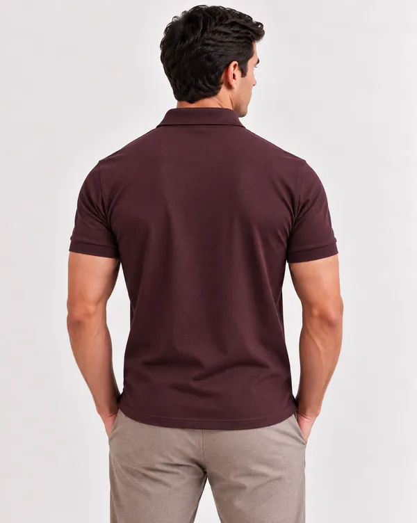 BlackEgal’s_Men’s_Navy_Blue_&_Maroon_Textured_Half-Zip_Polo_T-Shirt_Combo