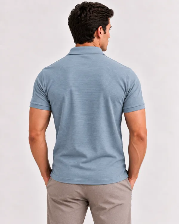 BlackEgals_Mens_Beige_&_Grey_Textured_Half-Zip_Polo_T-Shirt_Combo