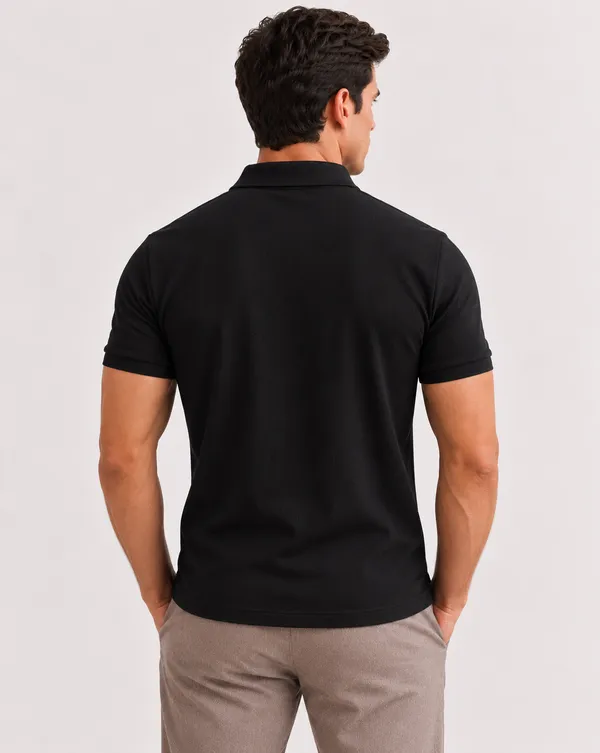 BlackEgals_Mens_Black_&_Maroon_Textured_Half-Zip_Polo_T-Shirt_Combo