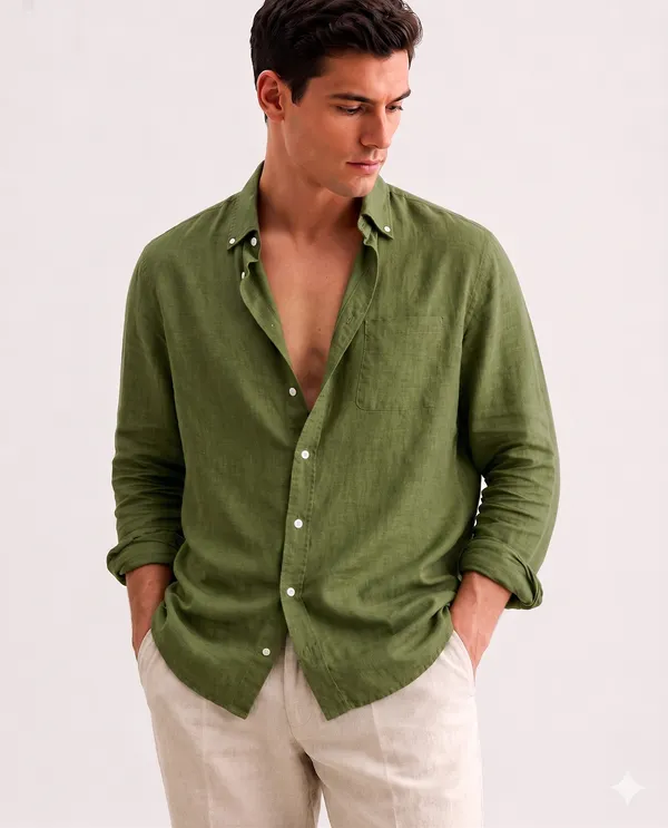 Olive_Green_Linen_Regular_Fit_Full_Sleeve_Striped_Shirt_For_Men
