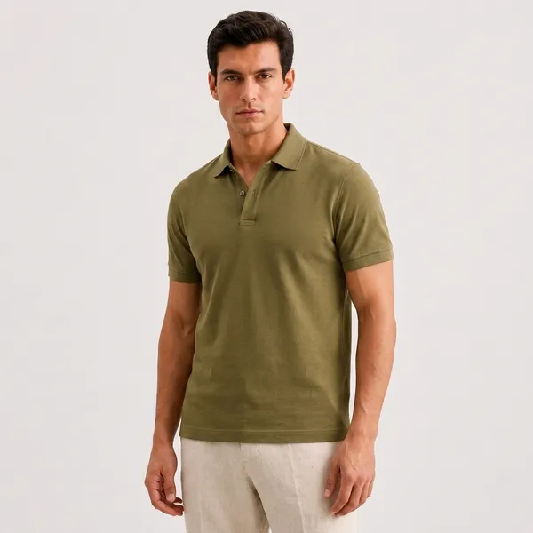 Olive_Green_Cotton_Slim_Fit_Half_Sleeve_Polo_T-Shirt_For_Men