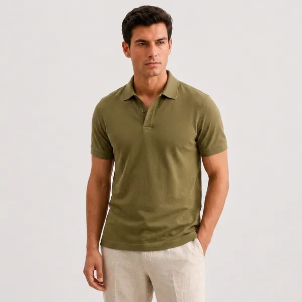 Olive_Green_Cotton_Slim_Fit_Half_Sleeve_Polo_T-Shirt_For_Men