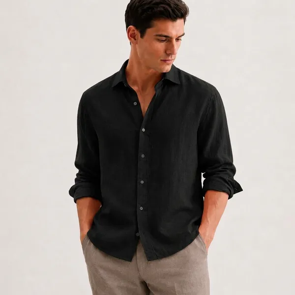 Black_Linen_Slim_Fit_Full_Sleeve_Casual_Shirt_For_Men