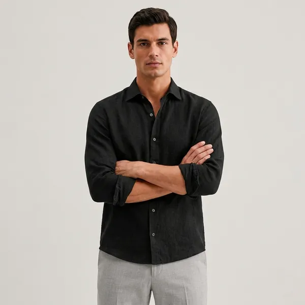 Black_Linen_Slim_Fit_Full_Sleeve_Casual_Shirt_For_Men
