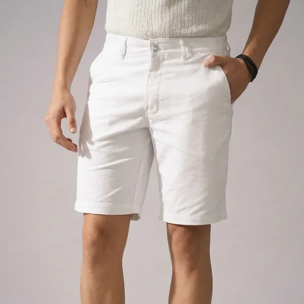 White_Cotton_Relaxed_Fit_Casual_Shorts_For_Men