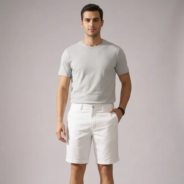 White_Cotton_Relaxed_Fit_Casual_Shorts_For_Men