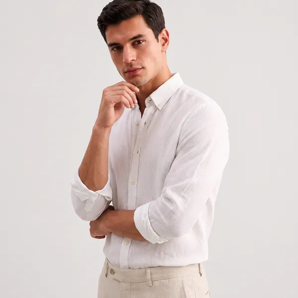 White_Linen_Regular_Fit_Full_Sleeve_Striped_Shirt_For_Men