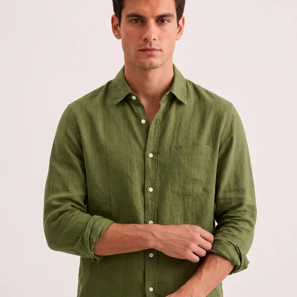 Olive_Green_Linen_Regular_Fit_Full_Sleeve_Striped_Shirt_For_Men
