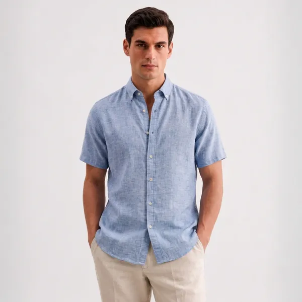 Blue_Linen_Regular_Fit_Half_Sleeve_Casual_Shirt_For_Men