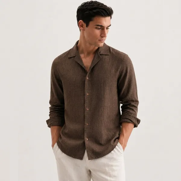 Brown_Linen_Regular_Fit_Full_Sleeve_Casual_Shirt_For_Men