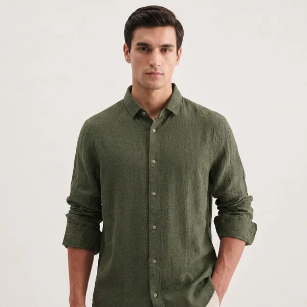 Olive_Green_Linen_Regular_Fit_Full_Sleeve_Shirt_For_Men