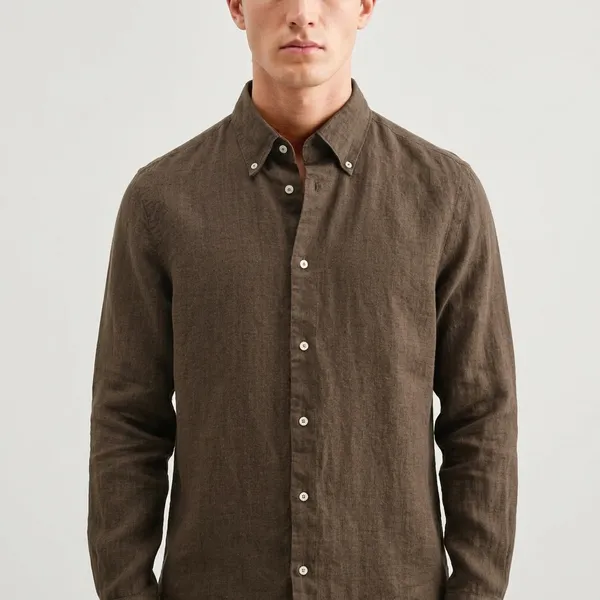 Brown_Irish_Linen_Tailored_Fit_Full_Sleeve_Shirt_For_Men
