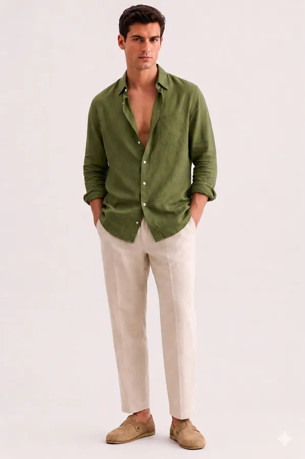Olive_Green_Linen_Regular_Fit_Full_Sleeve_Striped_Shirt_For_Men