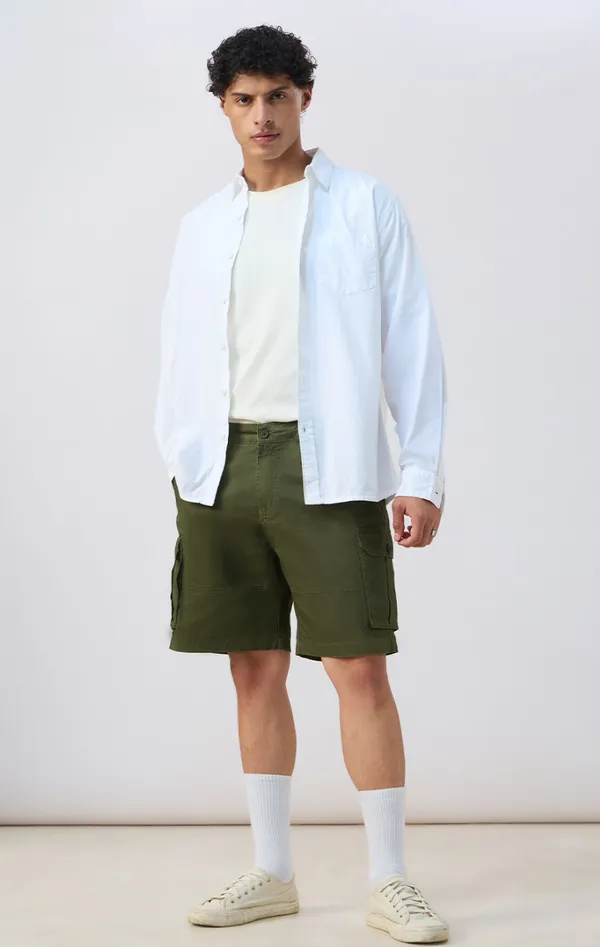 Olive_Green_Polyester_Relaxed_Fit_Cargo_Shorts_For_Men