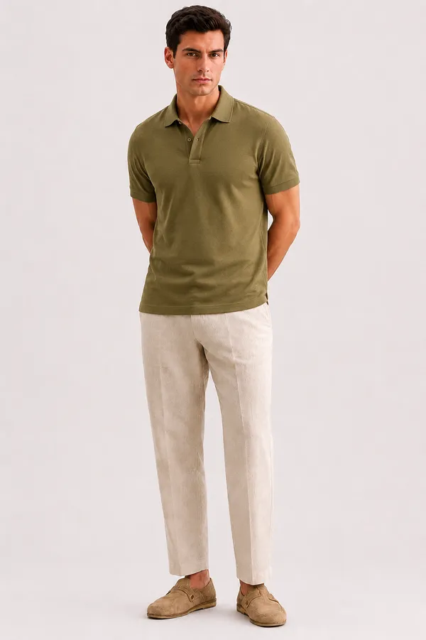 Olive_Green_Cotton_Slim_Fit_Half_Sleeve_Polo_T-Shirt_For_Men