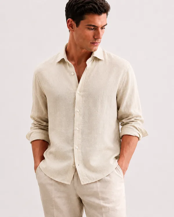 Beige_Linen_Slim_Fit_Full_Sleeve_Shirt_For_Men