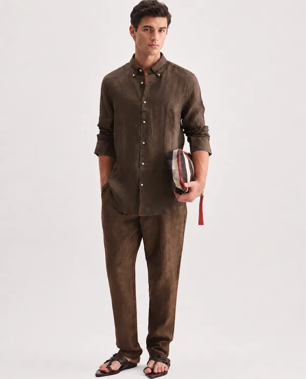 Brown_Irish_Linen_Tailored_Fit_Full_Sleeve_Shirt_For_Men