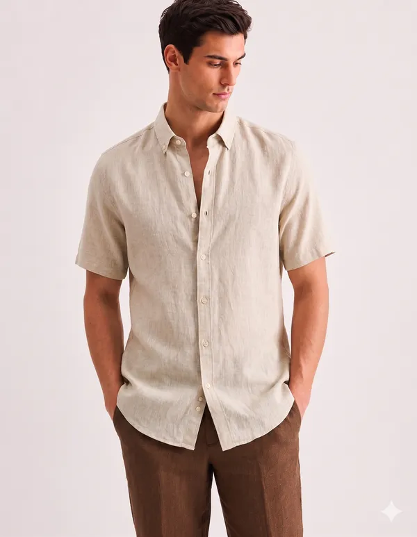 Beige_Linen_Relaxed_Fit_Half_Sleeve_Casual_Shirt_For_Men