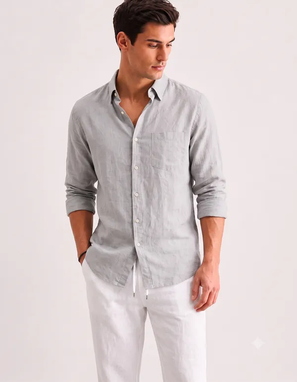 Light_Grey_Linen_Cotton_Regular_Fit_Full_Sleeve_Casual_Shirt_For_Men