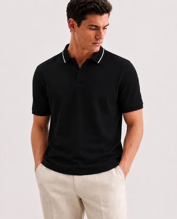 Black_Cotton_Slim_Fit_Polo_T-Shirt_For_Men