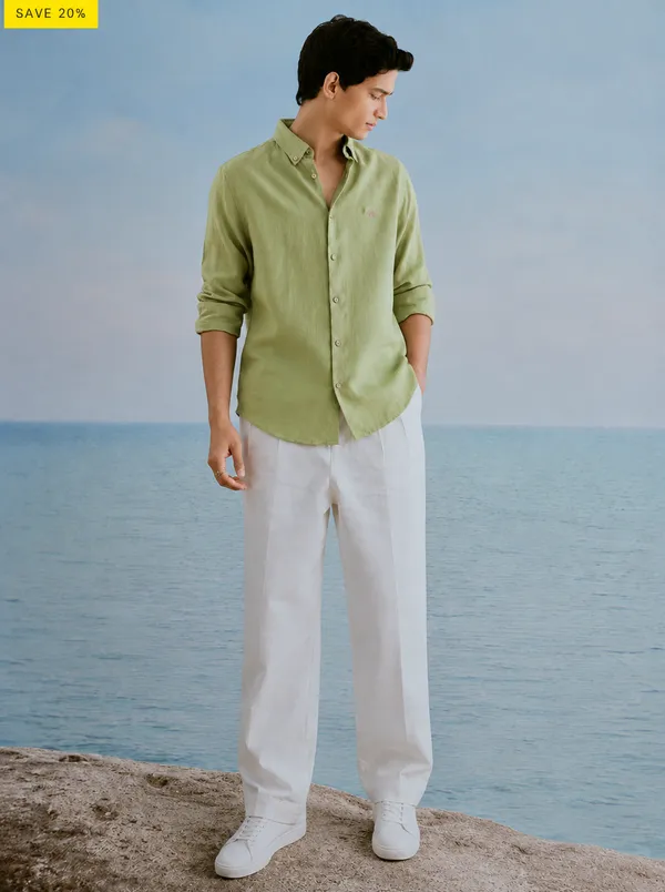 Men_Casual_Pure_Linen_Cotton_Slim_Fit_Shirt
