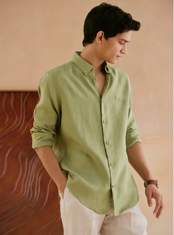 Men_Casual_Pure_Linen_Cotton_Slim_Fit_Shirt