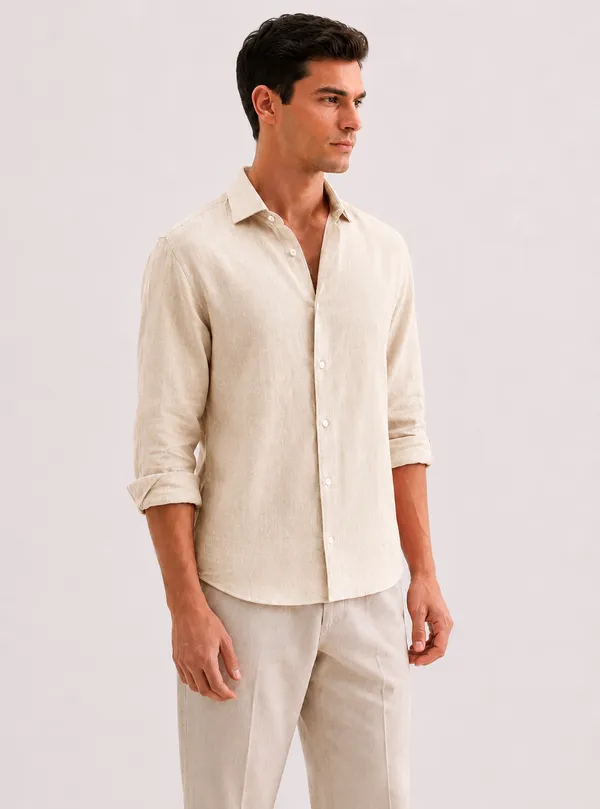 Beige_Linen_Slim_Fit_Full_Sleeve_Shirt_For_Men