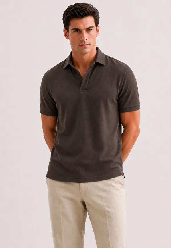 Charcoal_Grey_Cotton_Slim_Fit_Half_Sleeve_Polo_T-Shirt_For_Men