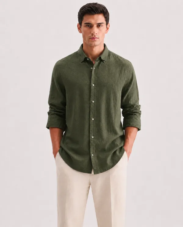 Olive_Green_Linen_Regular_Fit_Full_Sleeve_Shirt_For_Men