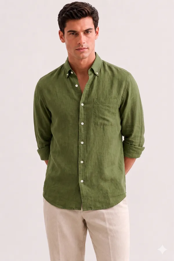 Olive_Green_Linen_Regular_Fit_Full_Sleeve_Striped_Shirt_For_Men