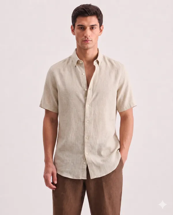 Beige_Linen_Relaxed_Fit_Half_Sleeve_Casual_Shirt_For_Men
