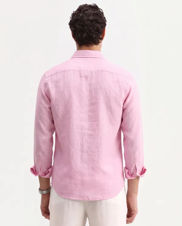 Soft_PInk_Linen_Cotton_Regular_Fit_Full_Sleeve_Casual_Shirt_For_Men