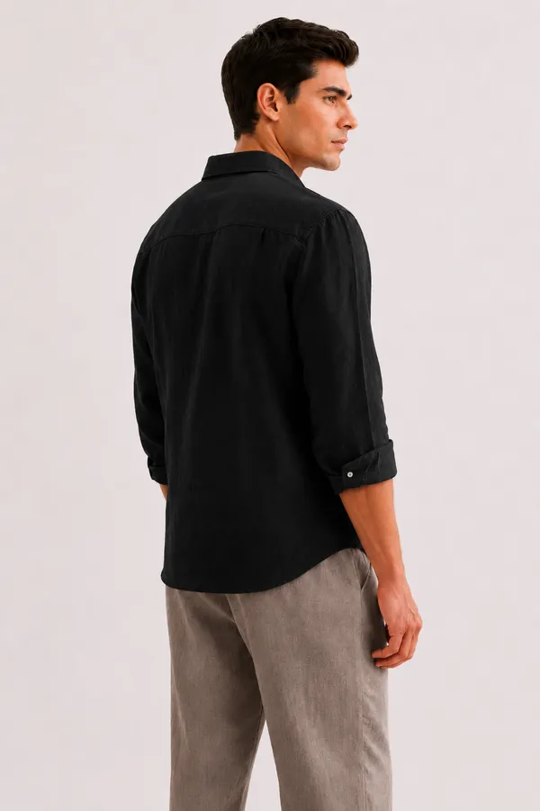 Black_Linen_Slim_Fit_Full_Sleeve_Casual_Shirt_For_Men