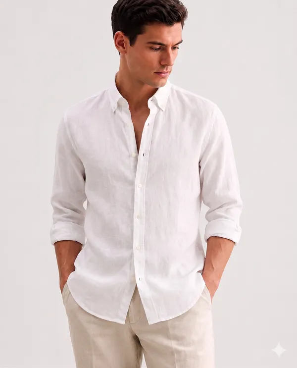White_Linen_Regular_Fit_Full_Sleeve_Striped_Shirt_For_Men
