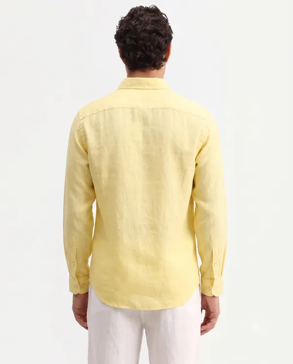 Yellow_Linen_Cotton_Fit_Full_Sleeve_Casual_Shirt_For_Men