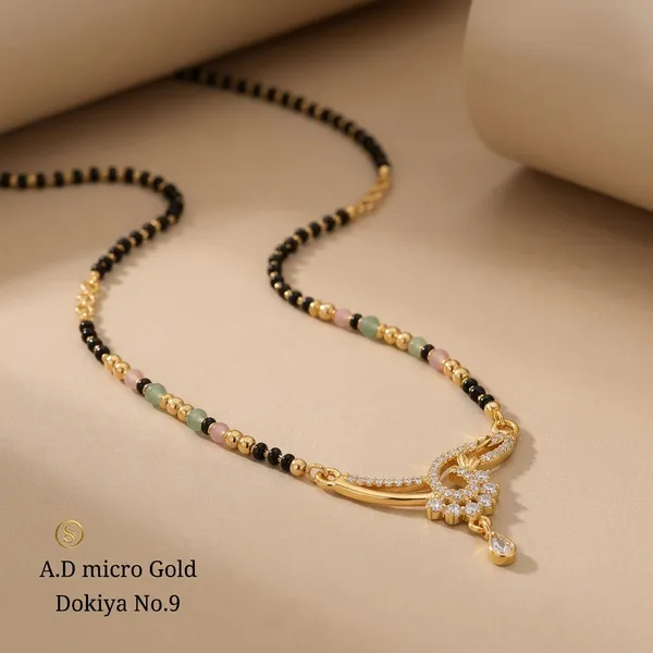 Gold_One_Gram_Plated_Micro_Mangalsutra_Black_Beaded_Chain_For_Women