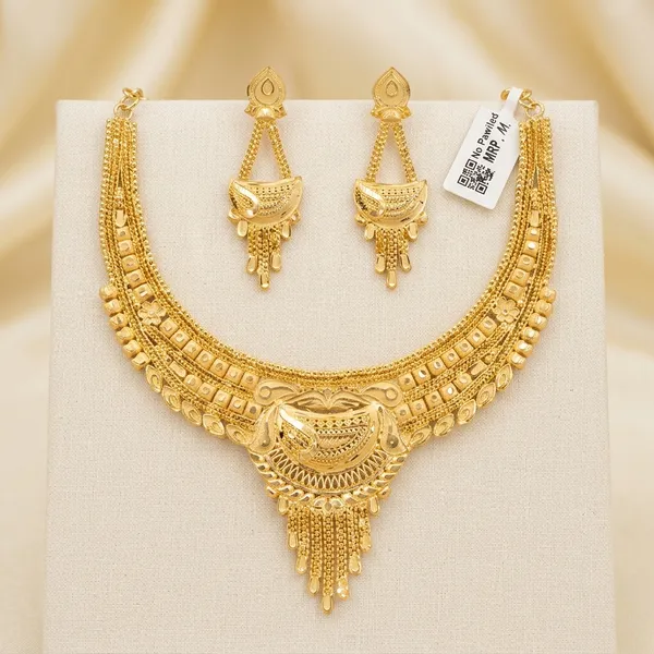 One_Gram_Gold_Plated_Bridal_Necklace_Set_With_Earrings_For_Women