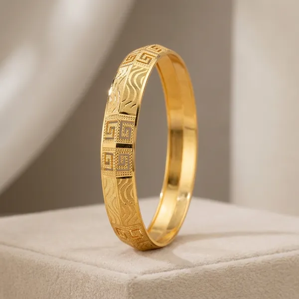 One_Gram_Gold_Plated_Textured_Kada_For_Men