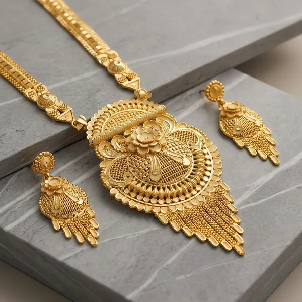 Gold_Copper_Floral_Long_Necklace_Set_With_Earrings_For_Women
