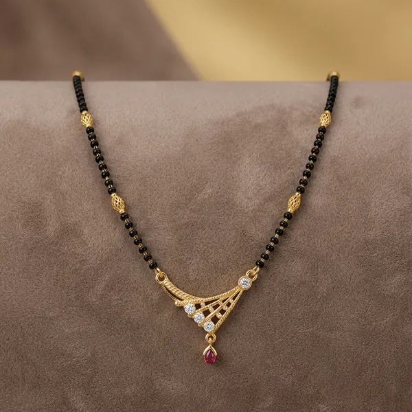 One_Gram_Gold_Plated_Triangle_Pendant_Mangalsutra_Black_Beaded_Chain_For_Women