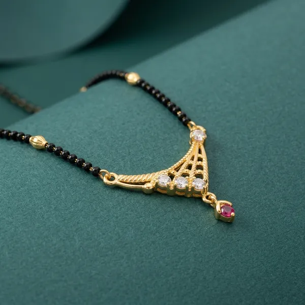 One_Gram_Gold_Plated_Triangle_Pendant_Mangalsutra_Black_Beaded_Chain_For_Women