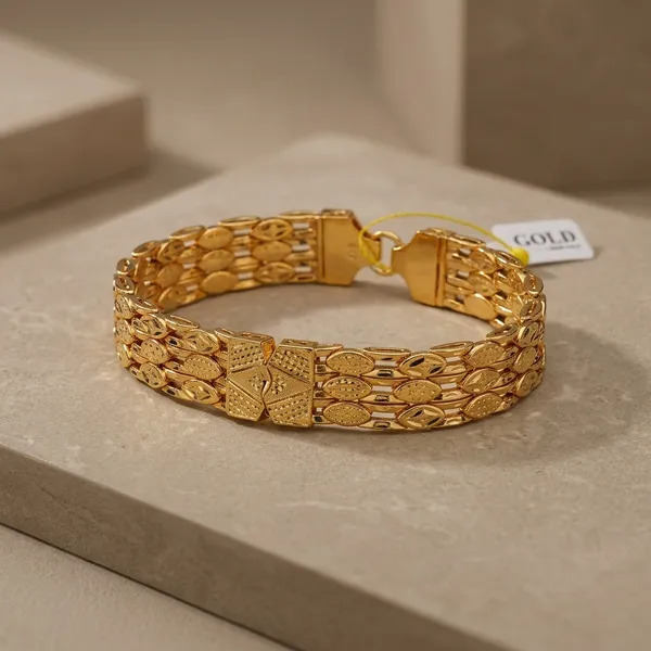 Gold_Plated_Copper_Flat_Chain_Bracelet_For_Men