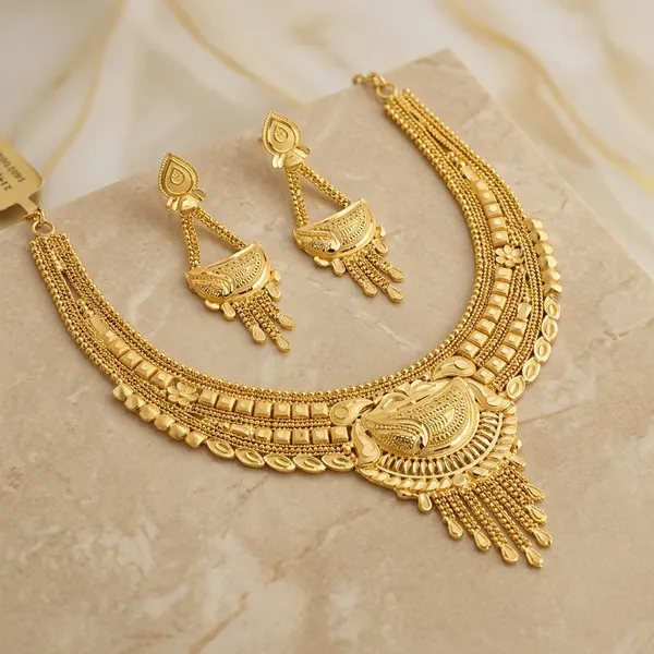 Gold_Copper_Intricate_Bridal_Necklace_Set_With_Earrings_For_Women