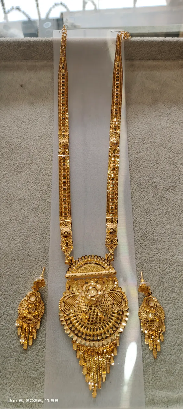 Gold_Copper_Floral_Long_Necklace_Set_With_Earrings_For_Women
