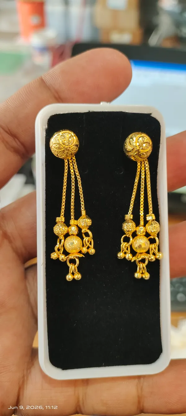 Gold-Plated_Filigree_Chain_Drop_Earrings_For_Women
