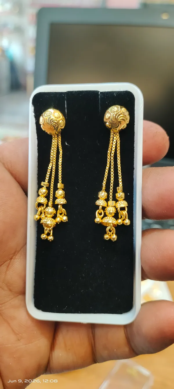 Gold_Copper_Filigree_Beaded_Chain_Dangle_Earrings_For_Women